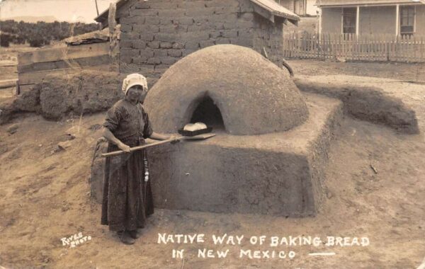 Taos New Mexico Native Way of Baking Bread Real Photo Vintage Postcard AA85781