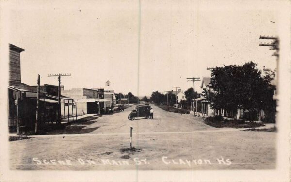 Clayton Kansas Main Street Business District Real Photo Postcard AA106386
