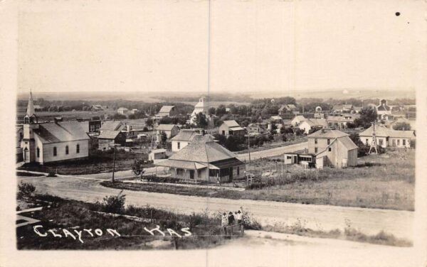 Clayton Kansas Birds Eye View Real Photo Vintage Postcard AA106389