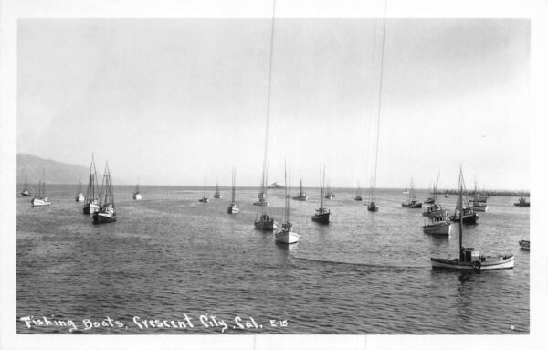 Crescent City California Fishing Boats Scenic View Real Photo Postcard AA106425