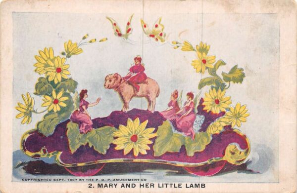 1907 POP Amusement Co Parade Float Mary and Her Lamb Vintage Postcard AA106426