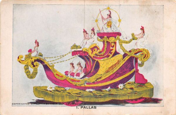 1907 POP Amusement Co Parade Float Pallas Vintage Postcard AA106427