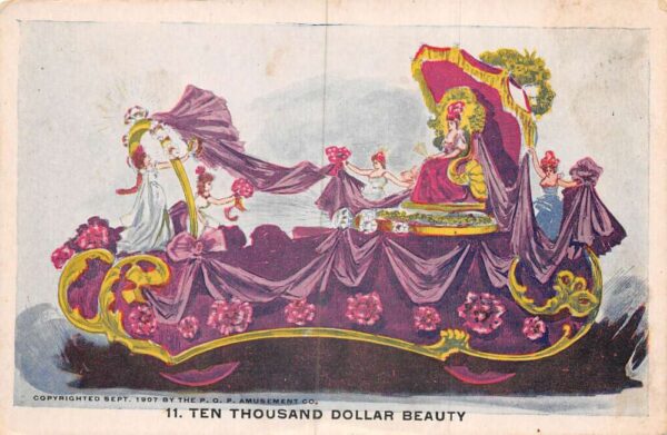 1907 POP Amusement Co Parade Float 10K Beauty Vintage Postcard AA106428