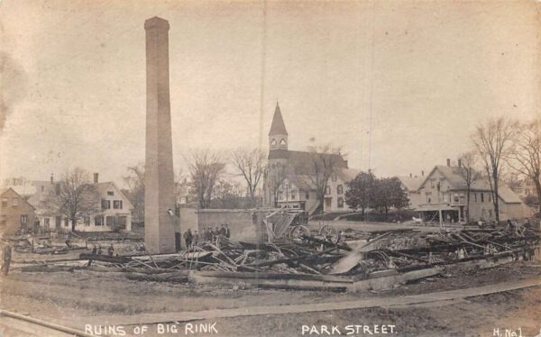 Park Street Fire Disaster Big Rink Ruins Real Photo Vintage Postcard AA106437