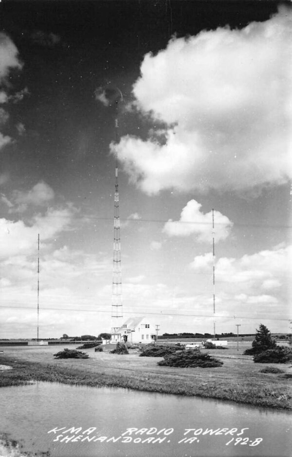 Shenandoah Iowa KMA Radio Towers Real Photo Vintage Postcard AA106439