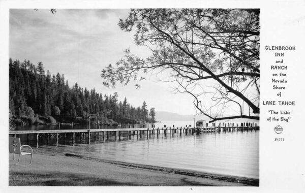 Lake Tahoe Nevada Glenbrook Inn Pier Shoreline Frasher Real Photo PC AA106457