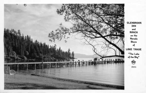 Lake Tahoe Nevada Glenbrook Inn Beach and Pier Frasher Real Photo PC AA106459
