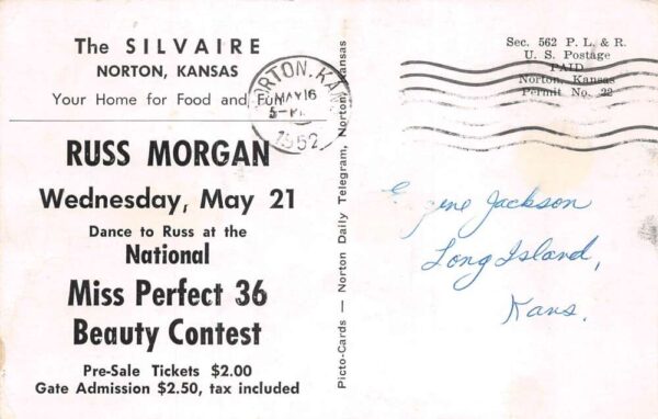 Norton Kansas The Sulvaire Restaurant Beauty Contest Ad Postcard AA106461 - Image 2