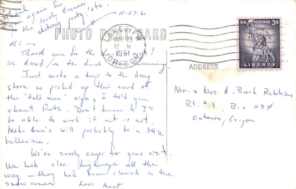 Lakeview Oregon Cowboy Entrance Sign Real Photo Vintage Postcard AA106639 - Image 2