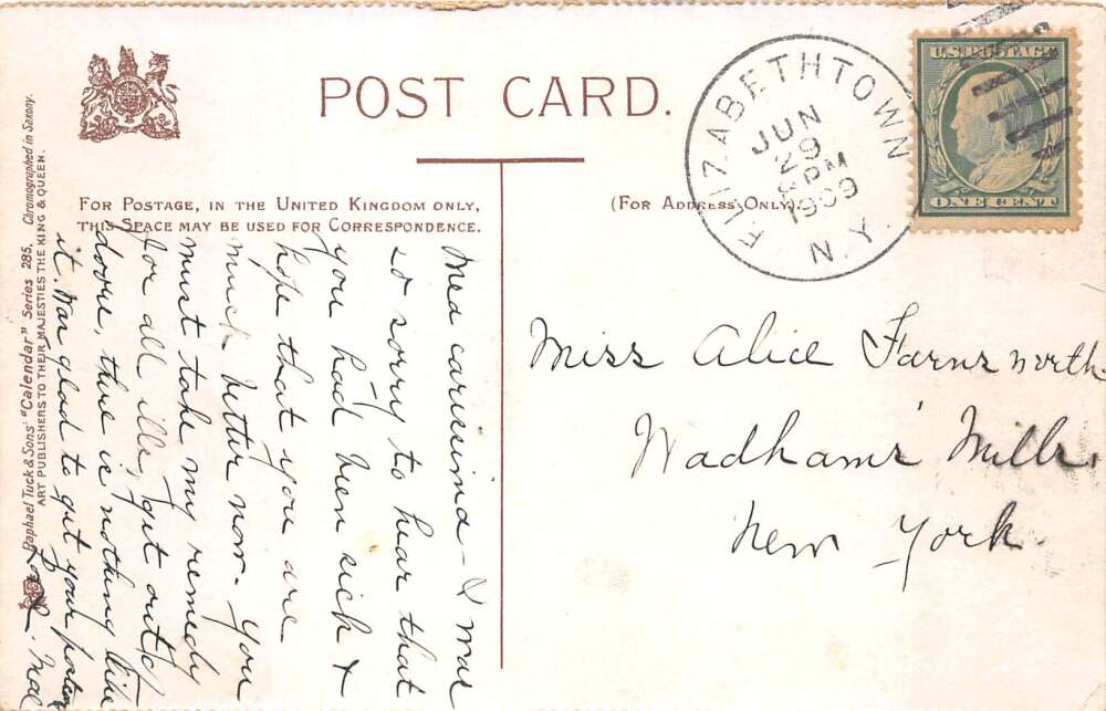 Cavalier Dogs with Blue Ribbons Tuck Vintage Postcard AA106654 - Image 2