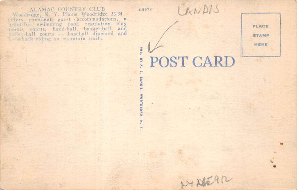 Woodridge New York Alamac Country Club Basketball Tennis Postcard AA106657 - Image 2