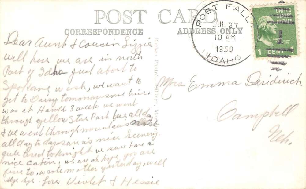 Yellowstone National Park Lower Falls Scenic View Real Photo Postcard AA106658 - Image 2