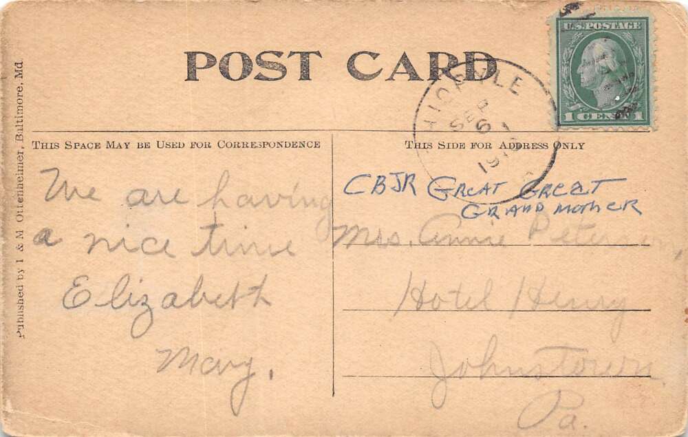 Ohio Pyle Pennsylvania Cucumber Falls, B/W Lithograph, Vintage Postcard U26382 - Image 2