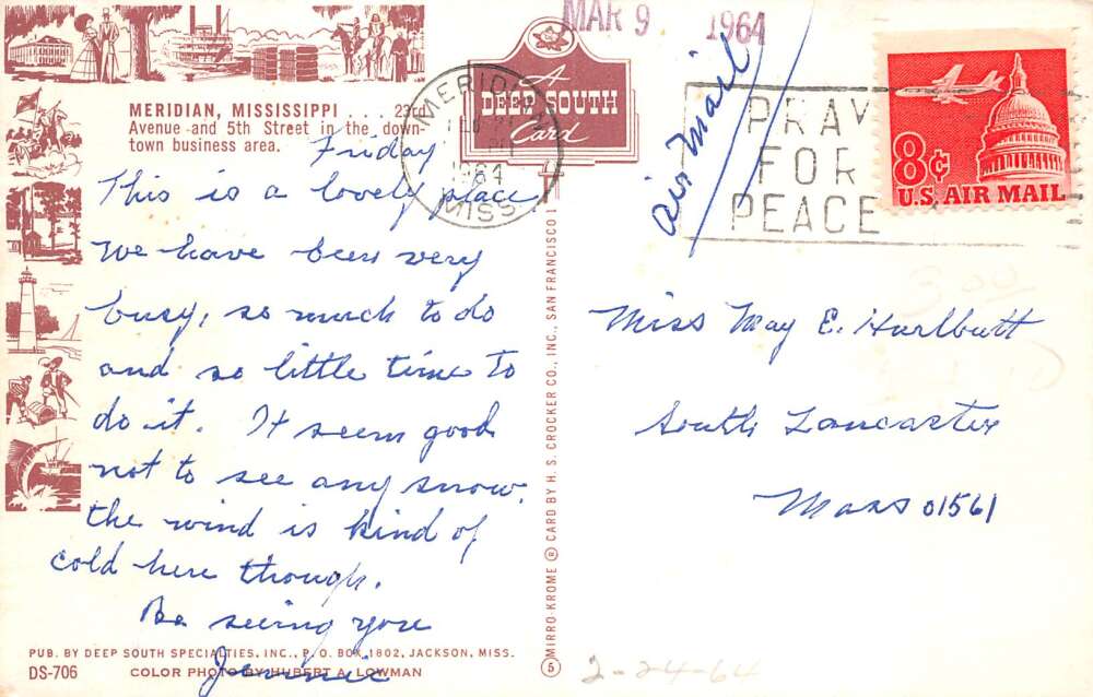 Meridian Mississippi Woolworths Dept Store Business District Postcard AA106668 - Image 2