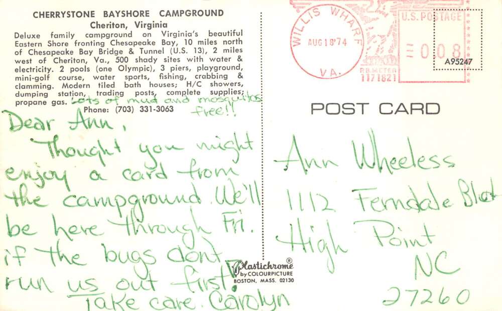 Cheriton Virginia Cherrystone Bayshore Campground Mini Golf Postcard AA106698 - Image 2