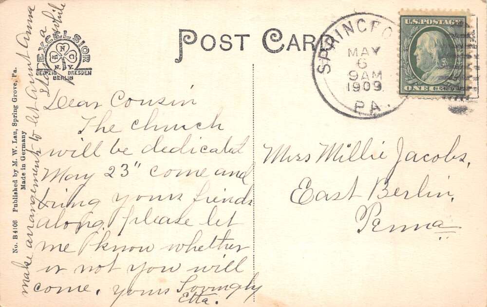 Spring Grove Pennsylvania St Pauls Evangelical Lutheran Church PC AA106704 - Image 2