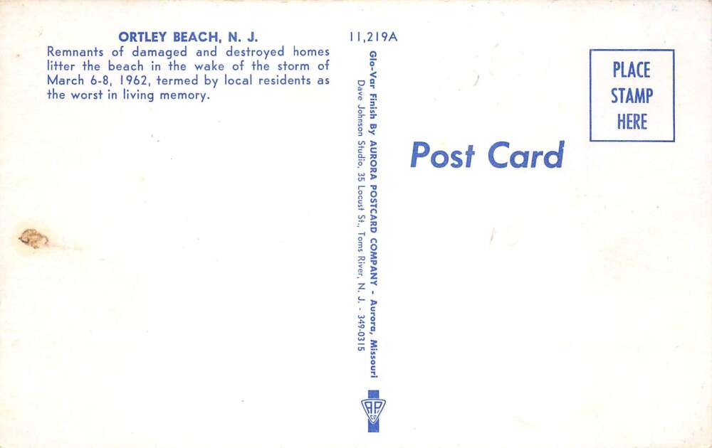 Ortley Beach New Jersey 1962 Hurricane Disaster Home Ruins on Beach PC AA106759 - Image 2