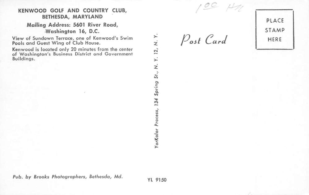 Bethesda Maryland Kenwood Golf and Country Club Dining Terrace PC AA106766 - Image 2