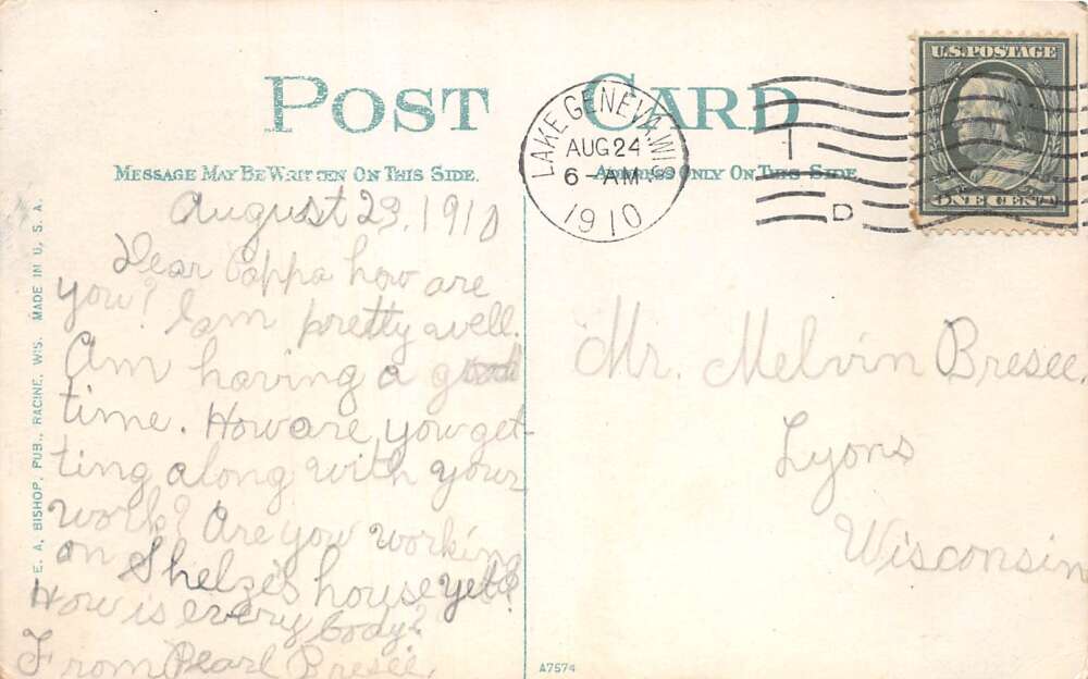 Burlington Wisconsin Brown's Lake Moore's Lakeside Boat Landing PC AA106788 - Image 2