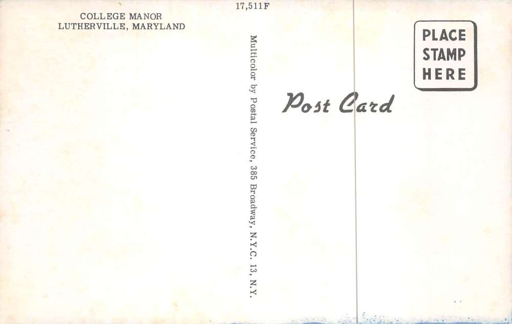 Lutherville Maryland College Manor Vintage Postcard AA106819 - Image 2