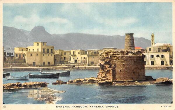 Kyrenia Cyprus Harbour View and Ruins Tuck Postcard AA106834