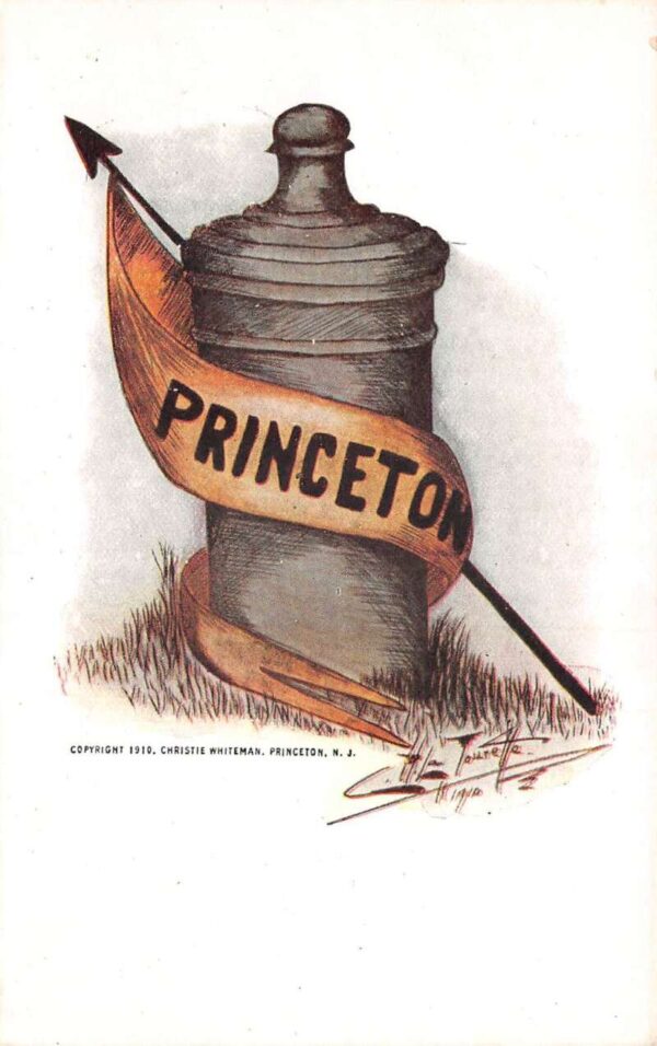 Princeton University Flag Around Cannon Artist Signed Vintage Postcard AA106836