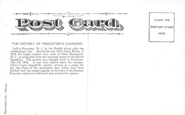 Princeton University Flag Around Cannon Artist Signed Vintage Postcard AA106836 - Image 2