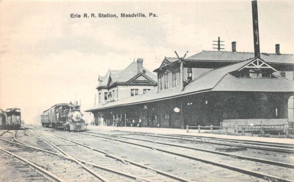 Meadville Pennsylvania Erie Railroad Train Station Depot Postcard AA106837