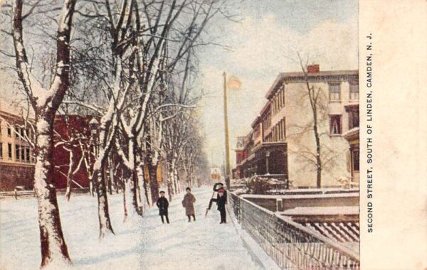 Camden New Jersey Second Street after Snow Storm Vintage Postcard AA106841