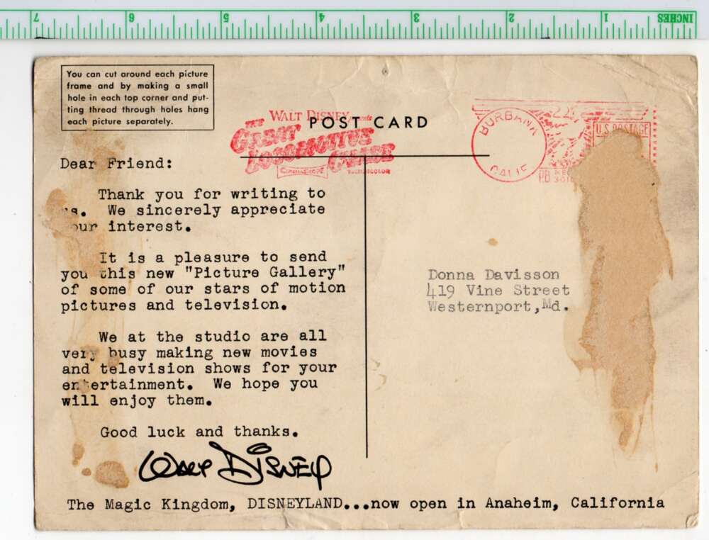 Disney Picture Gallery Characters Mickey Cinderella Oversized Postcard AA107033 - Image 2