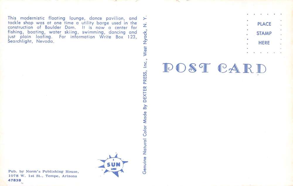 Searchlight Nevada Floating Lounge Boat Dock Vintage Postcard AA107059 - Image 2