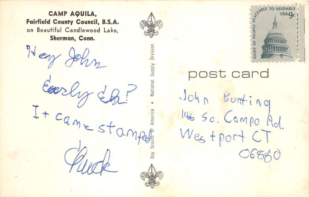 Sherman Connecticut Camp Aquila Boy Scouts Salut Postcard AA107082 - Image 2