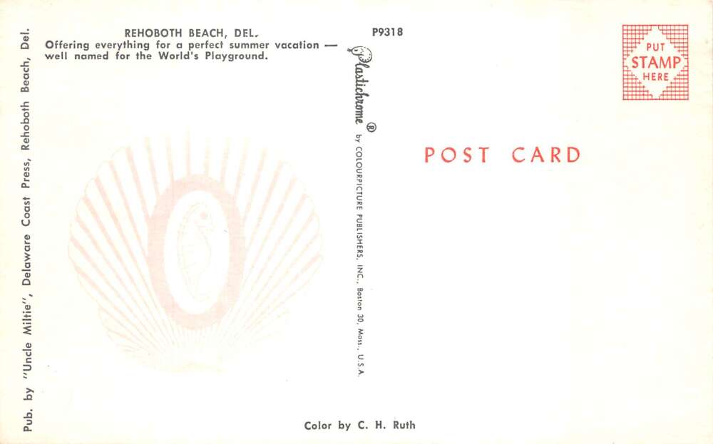 Rehoboth Beach Delaware Water Skiing Beach Scene Vintage Postcard AA107110 - Image 2