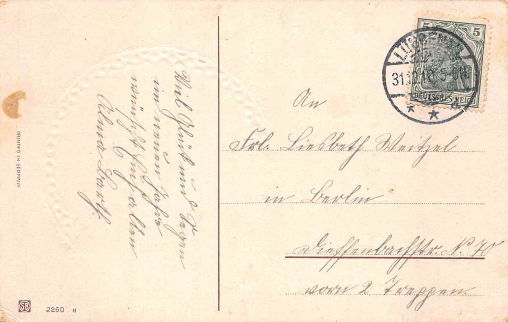 German New Year Greetings Pig with Clovers Vintage Postcard AA73811 - Image 2