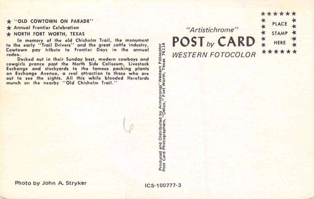 North Fort Worth Texas Annual Frontier Celebration, Multi-View Chrome PC U12982 - Image 2