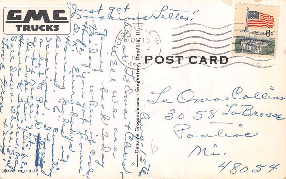 GMC Truck With Fisherman Scene, Chrome Vintage Postcard U12988 - Image 2