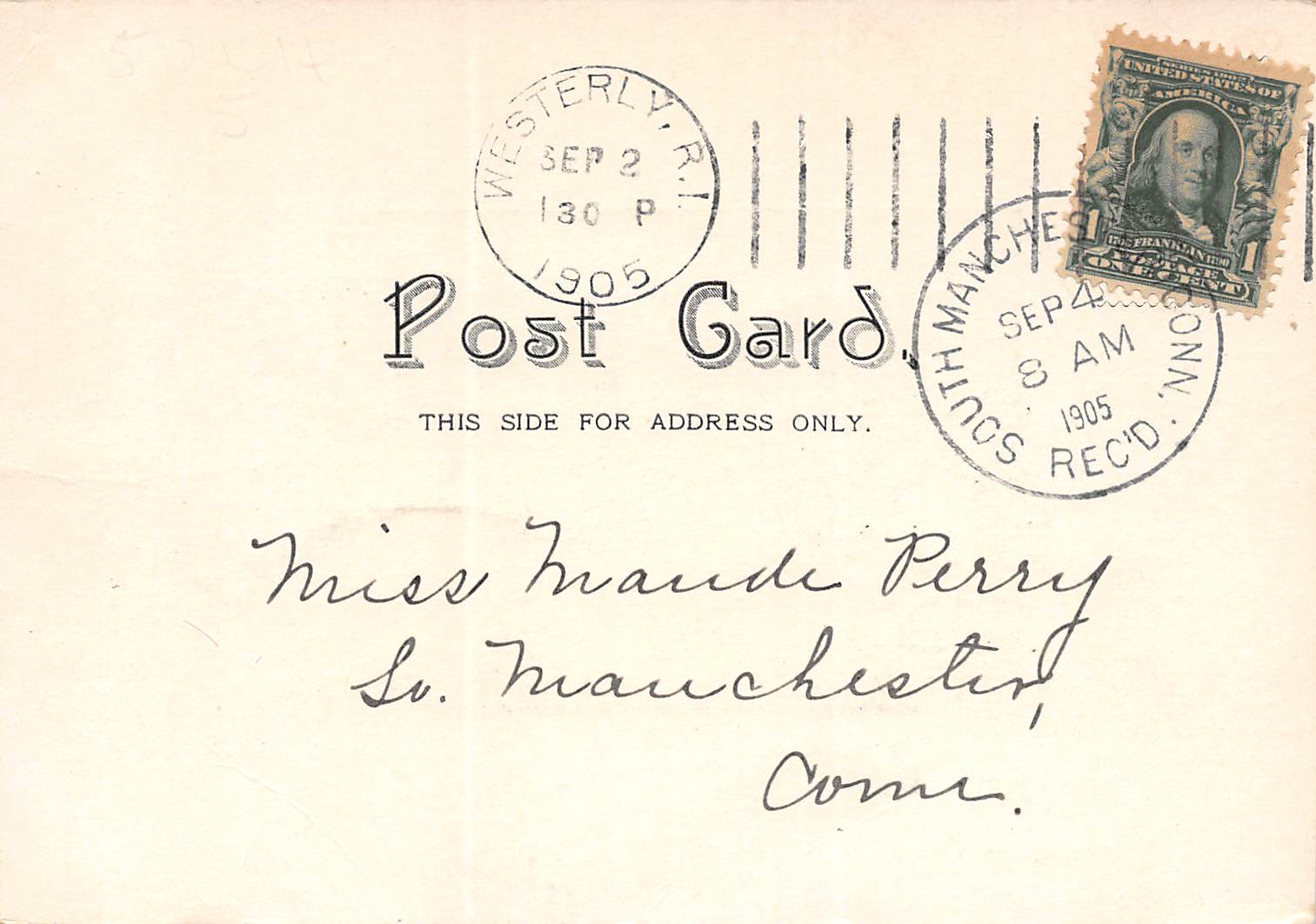 Watch Hill Rhode Island Bay Side, Undivided Back Vintage Postcard U12997 - Image 2