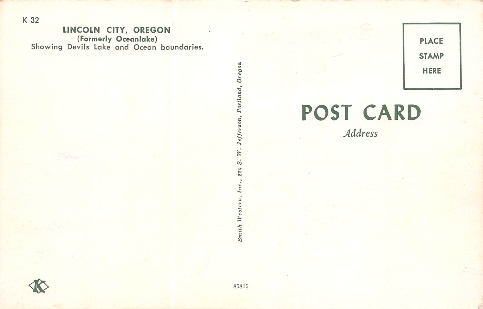 Lincoln City Oregon Showing Devil's Lake & Ocean Boundaries, Chrome PCU13023 - Image 2