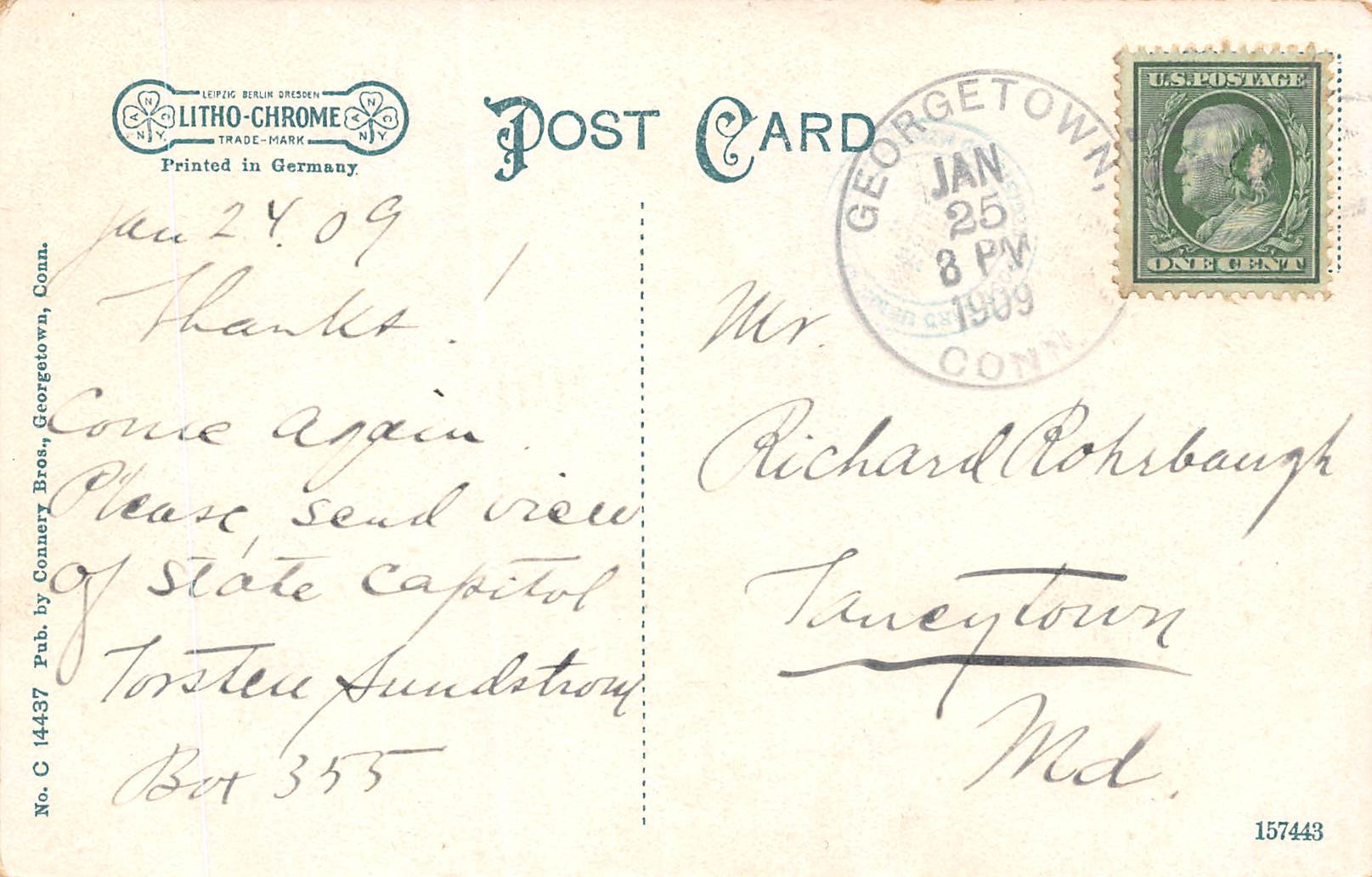 Georgetown Connecticut Gilbert Memorial Congregational Church, PC U15627 - Image 2