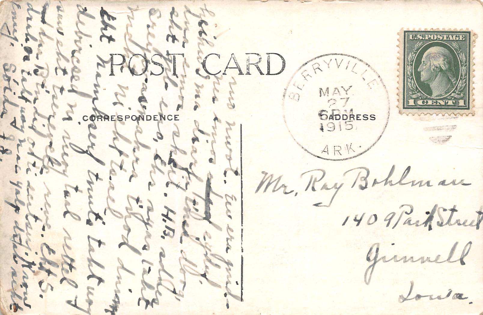 Berryville Arkansas Academy, B/W Lithograph Vintage Postcard U15643 - Image 2