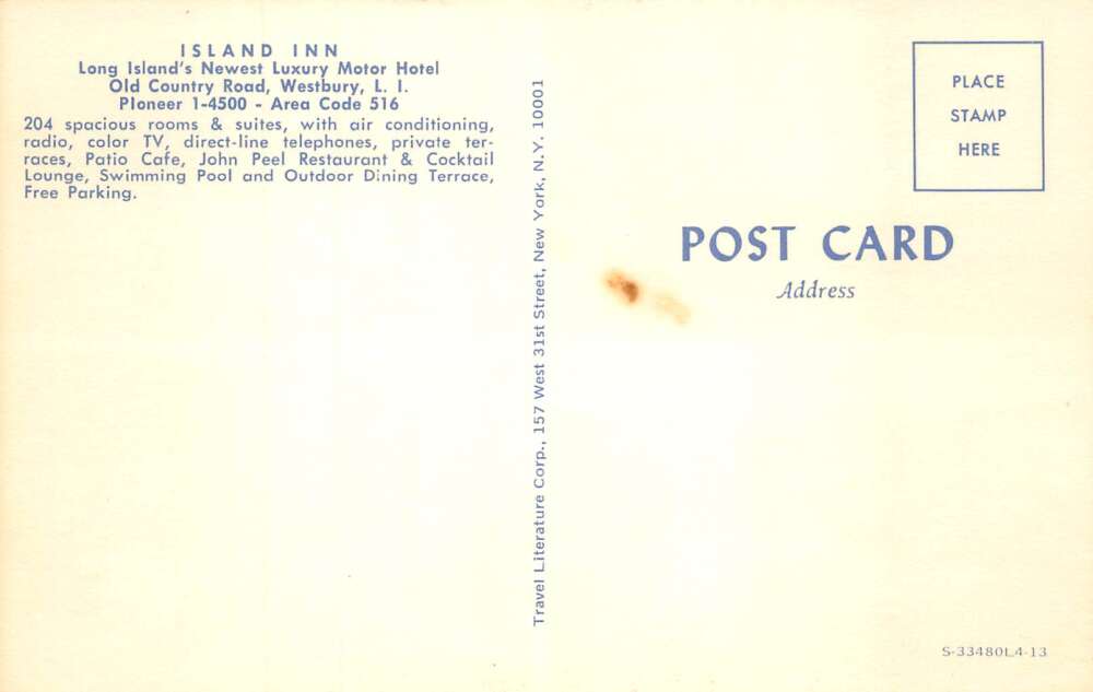 Westbury Long Island New York Island Inn Swimming Pool Vintage Postcard AA77928 - Image 2