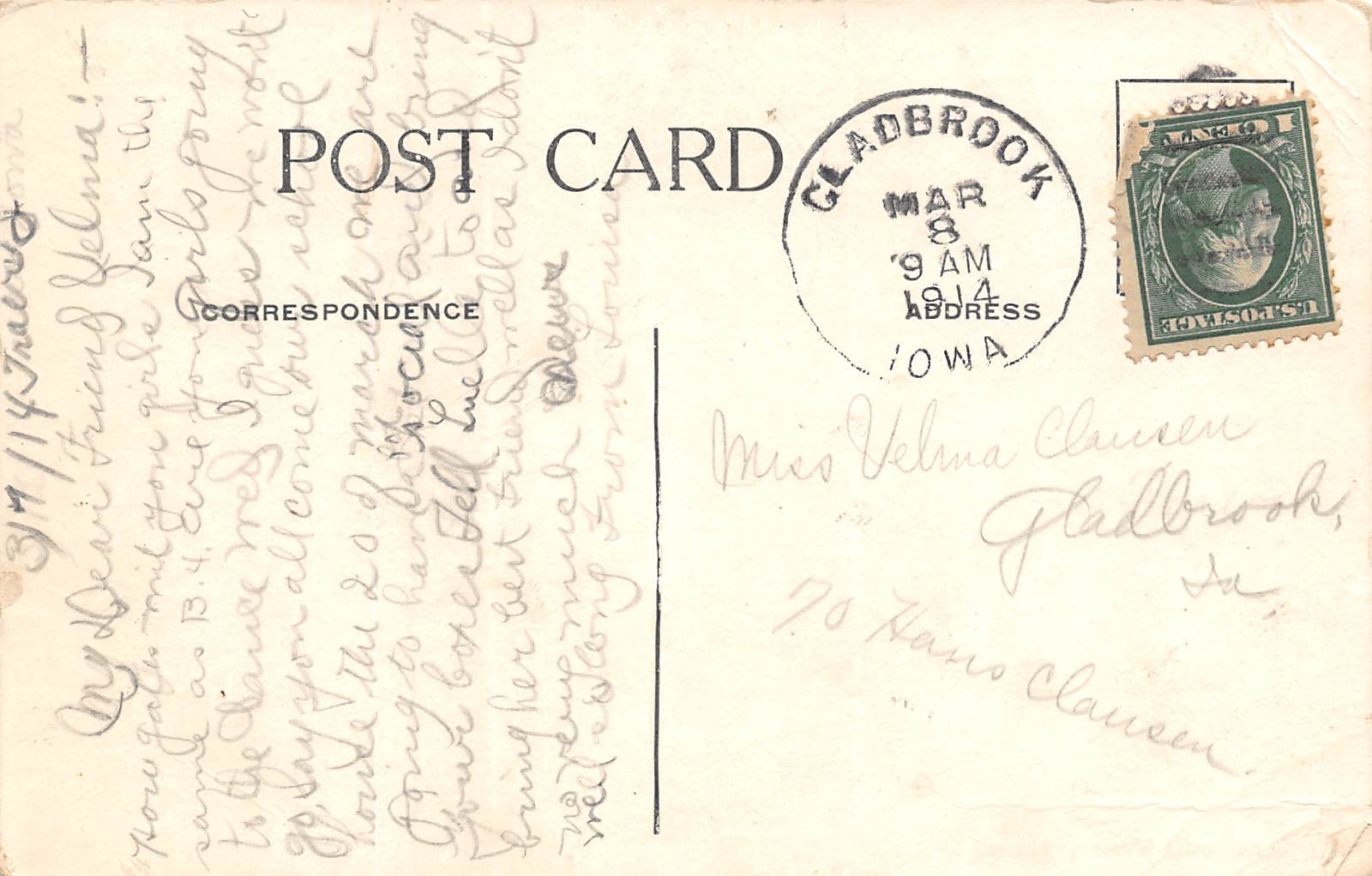 Traer Iowa High School, B/W Lithograph Vintage Postcard U15946 - Image 2