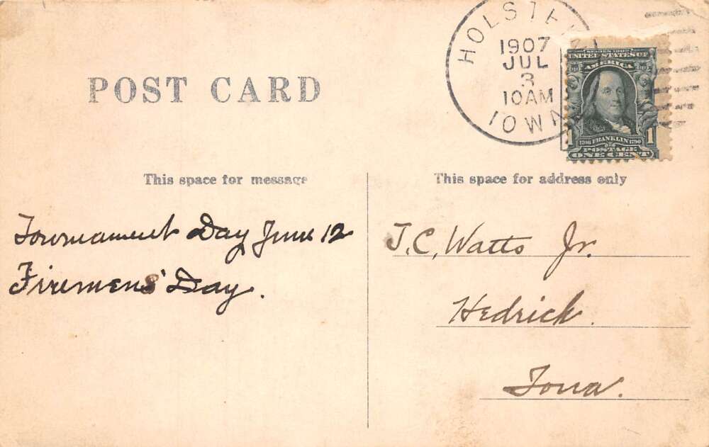 Holstein Iowa Firemens Day Parade Patriotic Real Photo Vintage Postcard AA78203 - Image 2