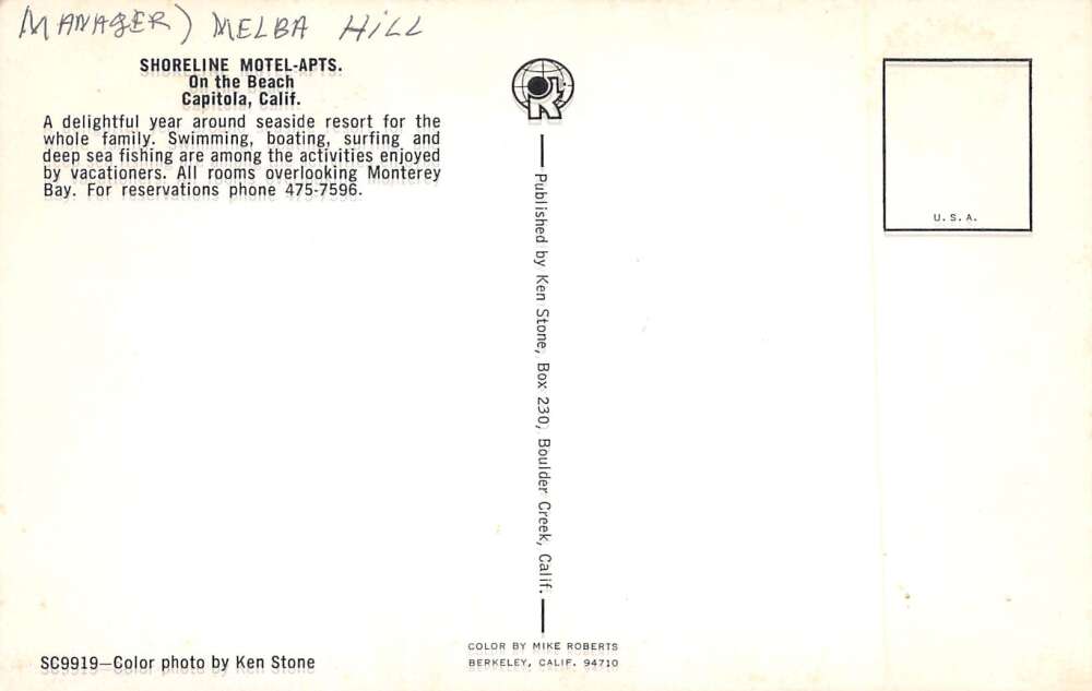 Capitola California Shoreline Motel Apartments, Chrome Vintage Postcard U16024 - Image 2