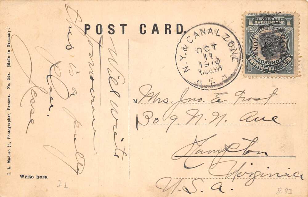 La Boca Panama President Roosevelt Inspecting Canal Vintage Postcard AA78276 - Image 2