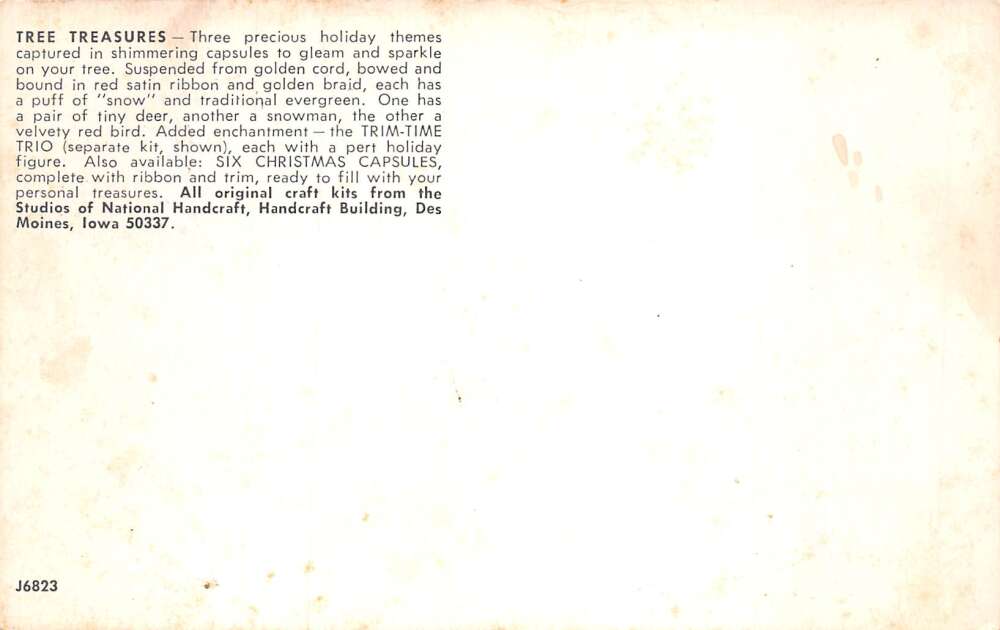 Des Moines Iowa National Handcraft Christmas Ornaments Ad Postcard AA78288 - Image 2