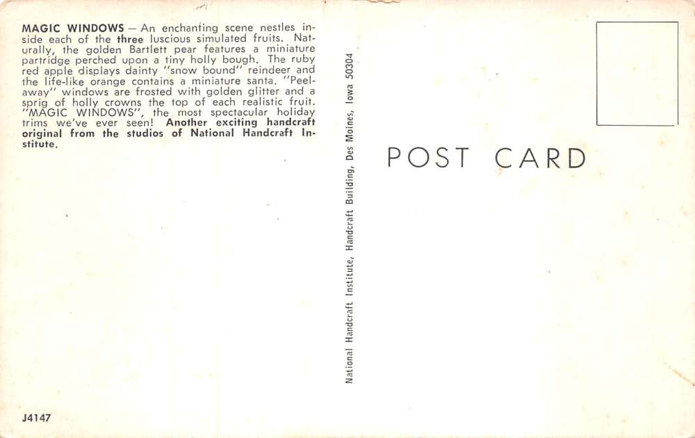 Des Moines Iowa National Handcraft Christmas Ornaments Fruit Postcard AA78289 - Image 2