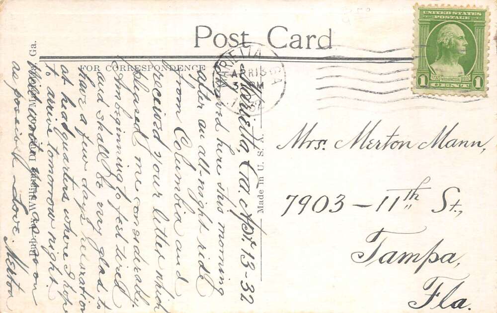 Marrietta Georgia Moultrie M Sessions Residence Vintage Postcard AA78297 - Image 2