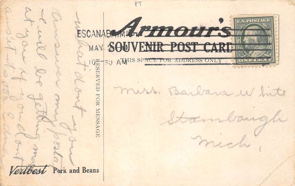 Veribest Meats Delivery Wagon Horse Team Armour's Souvenir Postcard AA78406 - Image 2