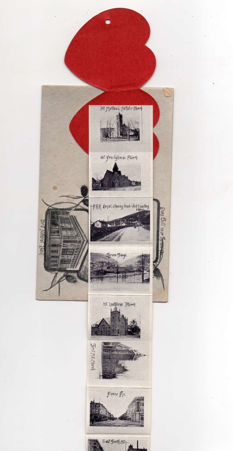 Tyrone Pennsylvania Greetings Heart Fold Out Views Vintage Postcard AA78487 - Image 3